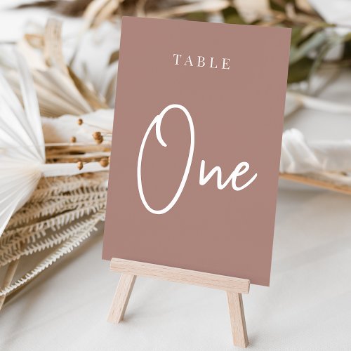 Terracotta Hand Scripted Table ONE Table Number