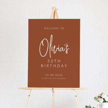 Terracotta Handwritten 30th Birthday Welcome Poster by misstallulah at Zazzle