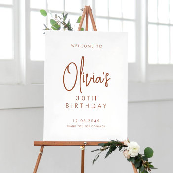 Terracotta Handwritten 30th Birthday Welcome Poster by misstallulah at Zazzle