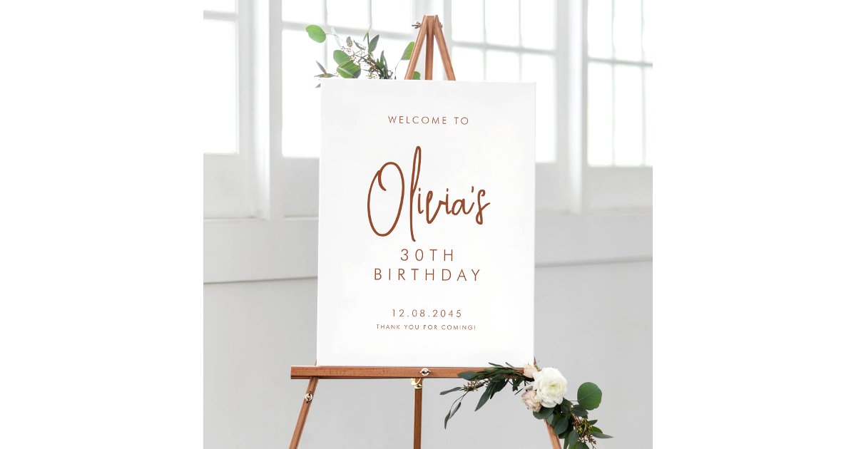 Terracotta Handwritten 30th Birthday Welcome Poster | Zazzle