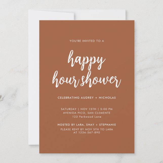 Terracotta Happy Hour Couple Bridal Shower Invitation (Front)