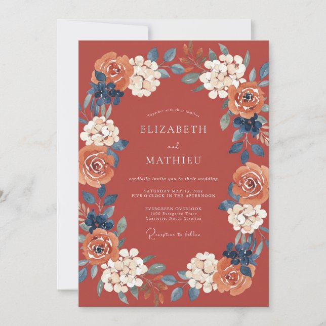 Terracotta Harmonious Autumnal Wedding Invitation (Front)