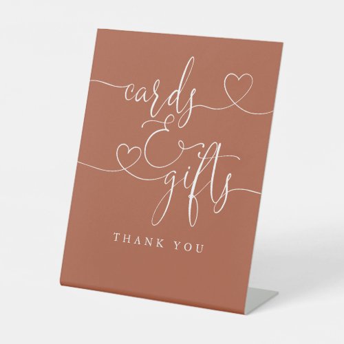 Terracotta Heart Script Cards And Gifts Pedestal Sign