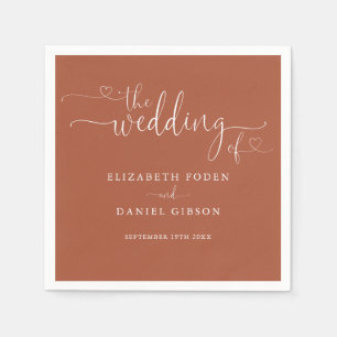 Terracotta Heart Script Wedding Napkins