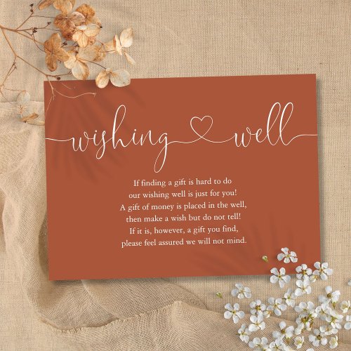 Terracotta Heart Script Wishing Well Wedding Enclosure Card