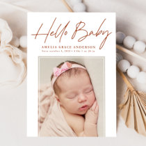 Terracotta Hello Baby 2 Photo Birth Announcement
