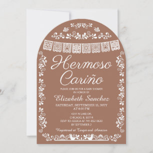 Terracotta Hermoso Cariño Baby Shower Arch Invitation