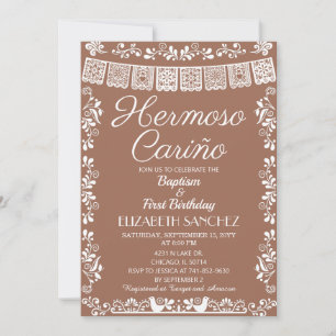 Terracotta Hermoso Cariño Baptism & First Birthday Invitation