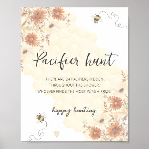 Terracotta Honey Bee Baby Shower Pacifier Hunt Poster
