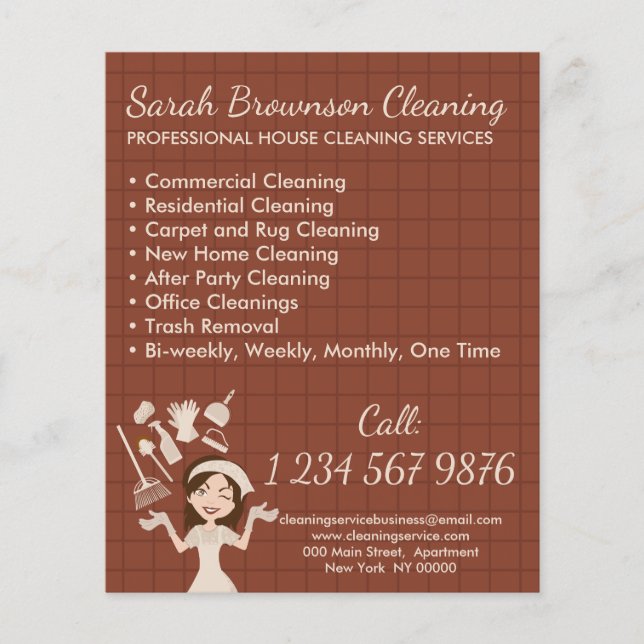 Terracotta House Keeper Maid Cleaning Flyer (Front)