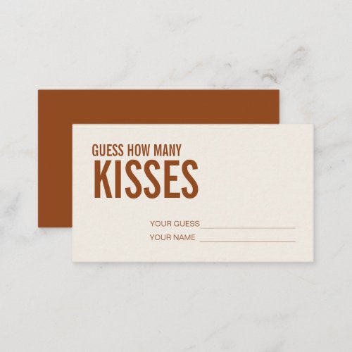 Terracotta How Many Kisses Bridal Shower Game  Enc Enclosure Card