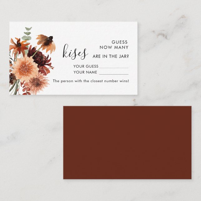 Terracotta | How Many Kisses Wedding Game card (Front/Back)