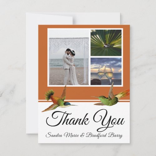 Terracotta Hummingbird Wedding Photo Collage Thank You Card