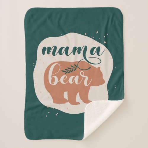 Terracotta  Hunter Green Rustic Mama Bear Sherpa Blanket