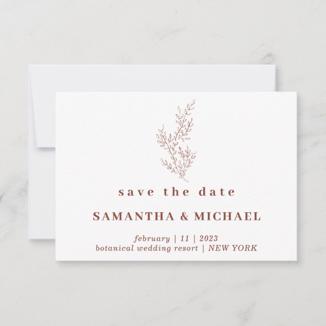 Terracotta Indie Autumn Floral Save the date Invitation