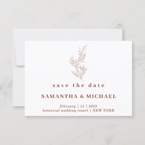 Terracotta Indie Autumn Floral Save the date Invitation