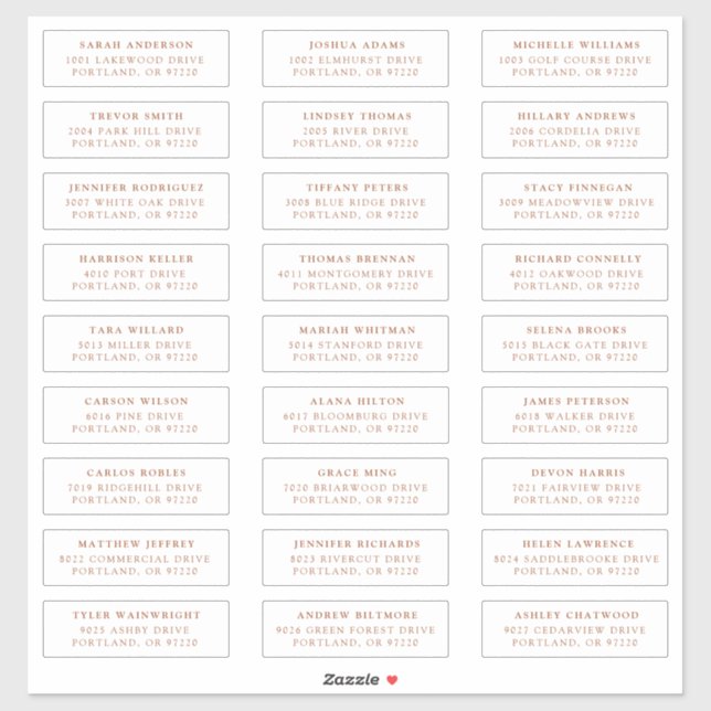 Terracotta | Individual Guest Address Labels (Sheet)