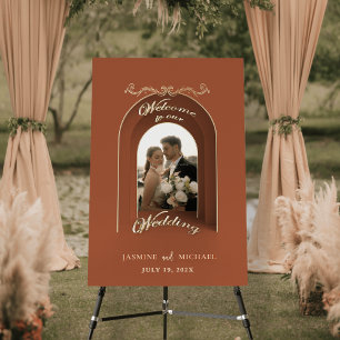 Terracotta Ivory Arch Boho Wedding Welcome Sign