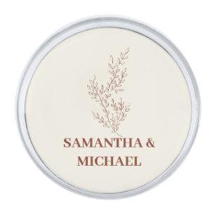 Terracotta Ivory Beige Fabulous Ivy Flower Wedding Silver Finish Lapel Pin