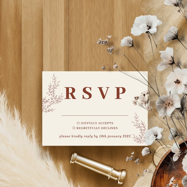 Terracotta Ivory Beige Ivy Floral Wedding Response