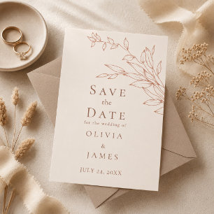 Terracotta Ivory Botanical Save the Date Invitation