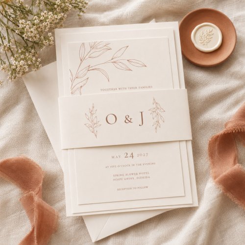 Terracotta Ivory Botanical Wedding Belly Band