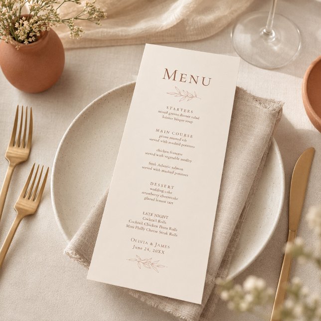 Terracotta Ivory Botanical Wedding Menu (Terracotta Ivory Botanical Wedding Menu)