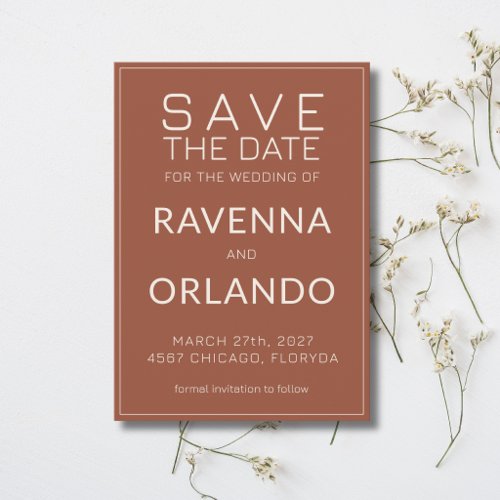 Terracotta Ivory Old Money Modern Wedding Save The Date