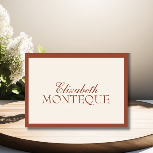 Terracotta Ivory Old Money Wedding Place Card