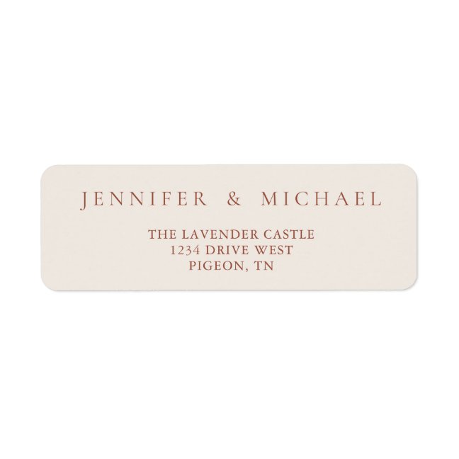 Terracotta Ivory Tone Simple Minimalistic Wedding Label