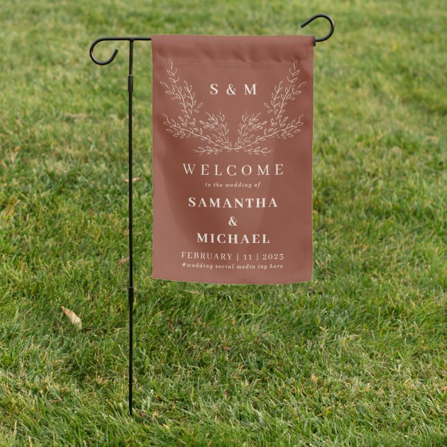 Terracotta Ivy Floral Flower Modern Garden Flag (In SItu)