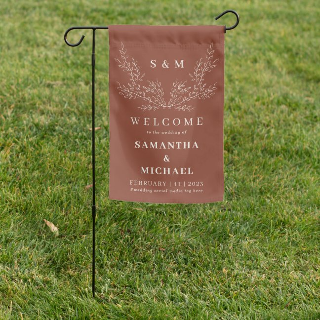Terracotta Ivy Floral Flower Modern Garden Flag