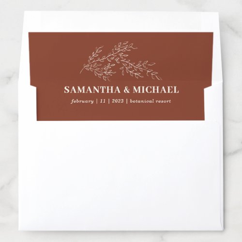 Terracotta Ivy Floral Minimal Wedding Envelope Liner