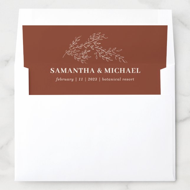 Terracotta Ivy Floral Minimal Wedding Envelope Liner (In Envelope)