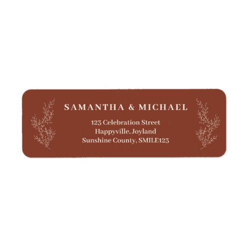 Terracotta Ivy Floral Newly Weds Wedding Label