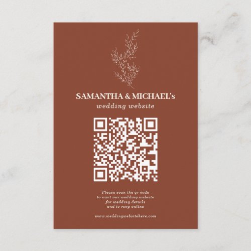 Terracotta Ivy Floral Qr Wedding Website Enclosure Card