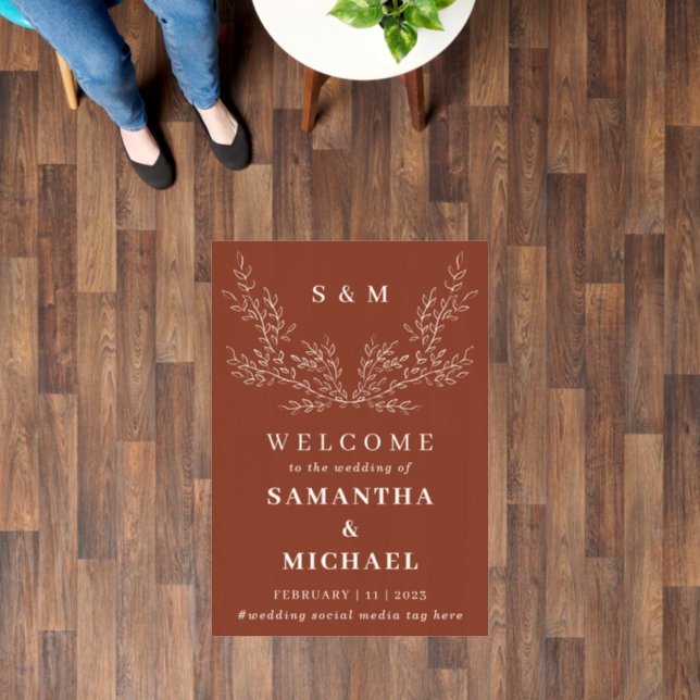Terracotta Ivy Floral Welcome Classic Wedding Floor Decals (Floor)