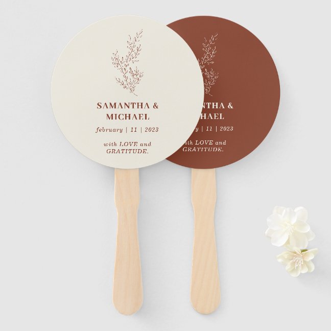 Terracotta Ivy Flower Favorite Wedding Party Hand Fan