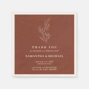 Terracotta Ivy Flower Modern Wedding Napkins