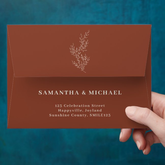 Terracotta Ivy Flower Monogram Simple Envelope