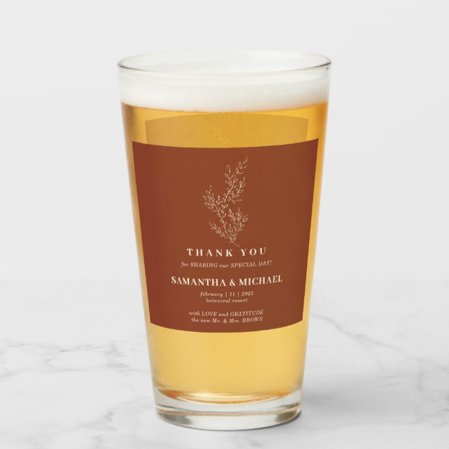 Terracotta Ivy Modern Simple Wedding Glass