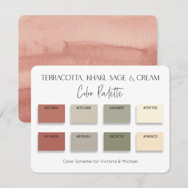 Terracotta Kahaki Sage & Cream Color Palette Card | Zazzle