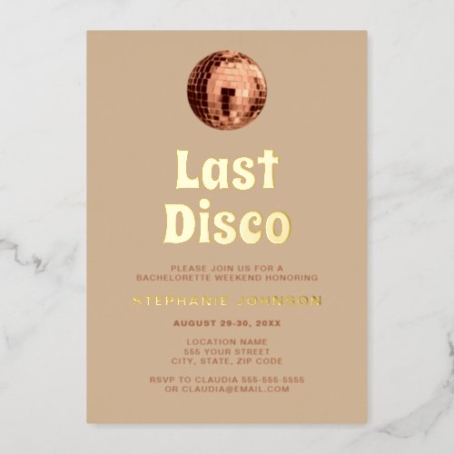 Terracotta Last Disco Bachelorette Weekend Foil Invitation