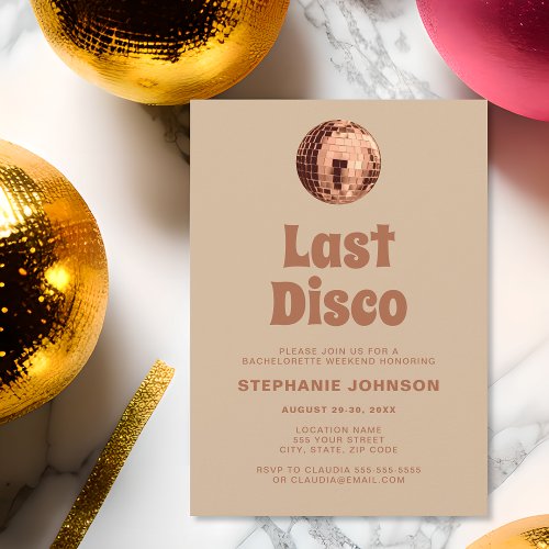 Terracotta Last Disco Bachelorette Weekend Invitation