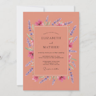 Terracotta Lavender Mediterranean Wedding Invitation