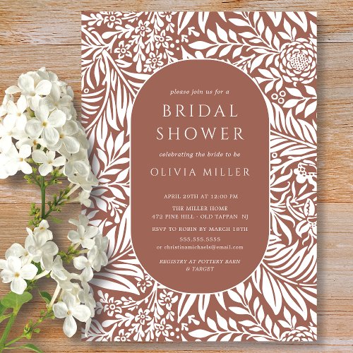 Terracotta Leaf Floral Bridal Shower Invitation