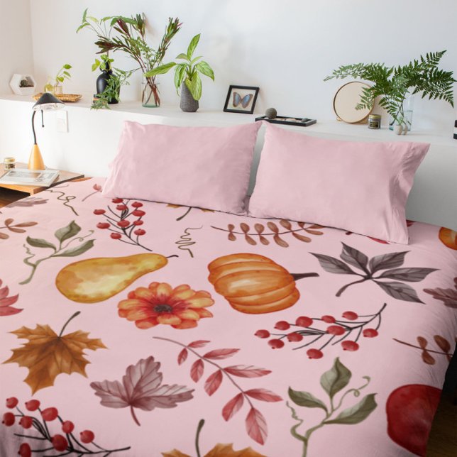 Terracotta Leaves Fall Pumpkin Spice Duvet Cover (Creator Uploaded)