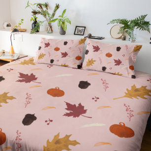 Terracotta Leaves Fall Pumpkin Spice Duvet Cover