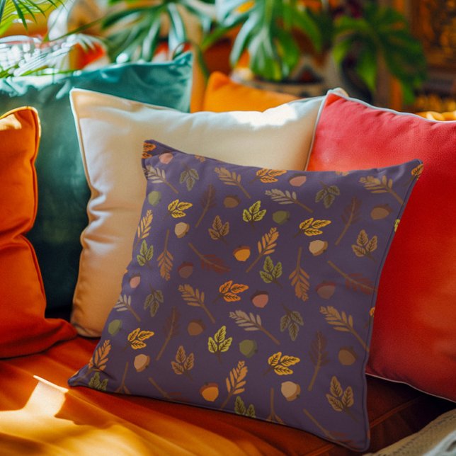Terracotta Leaves Fall Pumpkin Throw Pillow (Creator Uploaded)