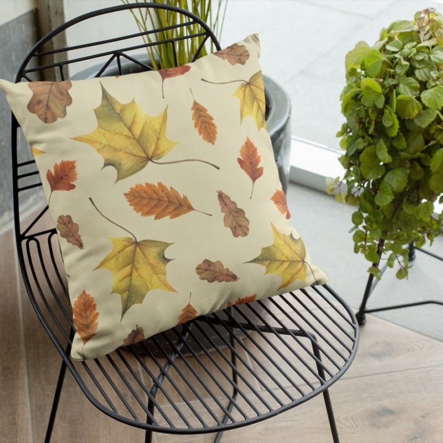 Terracotta Leaves Fall Pumpkin Throw Pillow (Creator Uploaded)